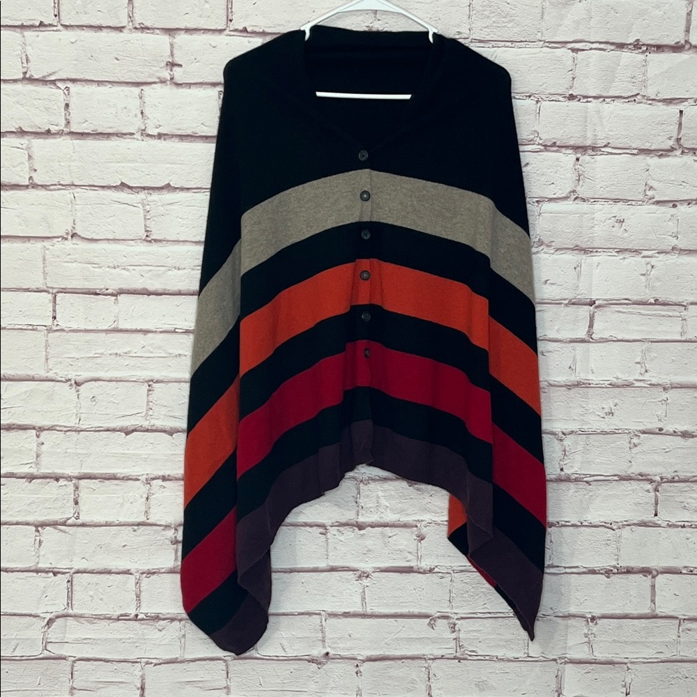 360 Cashmere Sharkbite Asymmetrical 100% Cashmere Button Down Poncho Like New